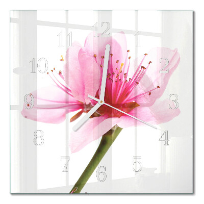 Glasuhr quadratisch Blume