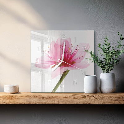 Glasuhr quadratisch Blume