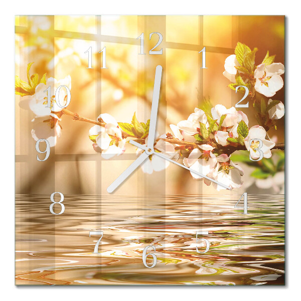 Quadratische wanduhr Blumen