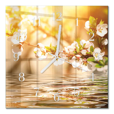 Quadratische wanduhr Blumen
