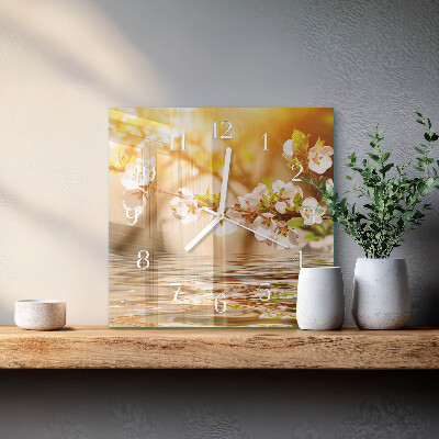 Quadratische wanduhr Blumen