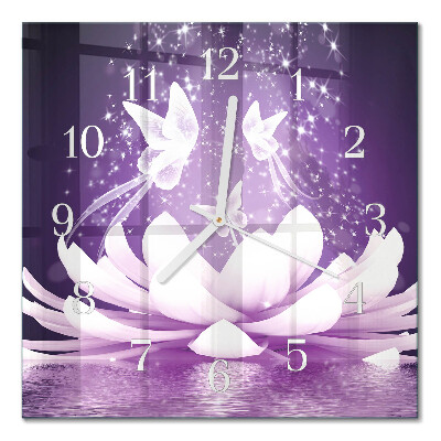 Quadratische wanduhr modern Blume