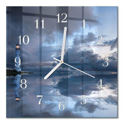 Quadratische wanduhr modern Leuchtturm
