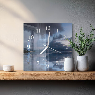 Quadratische wanduhr modern Leuchtturm
