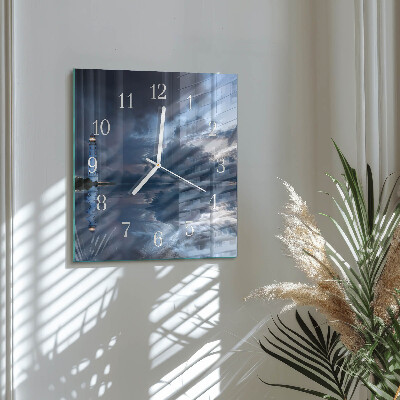 Quadratische wanduhr modern Leuchtturm