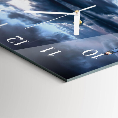 Quadratische wanduhr modern Leuchtturm