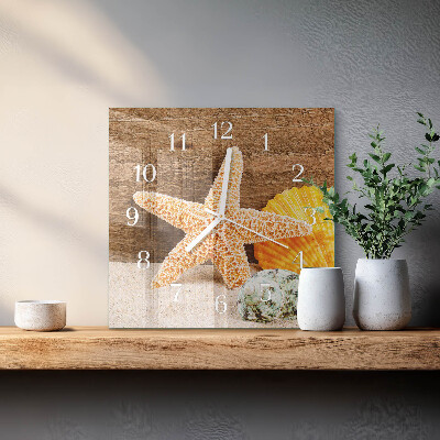 Quadratische wanduhr Seestern