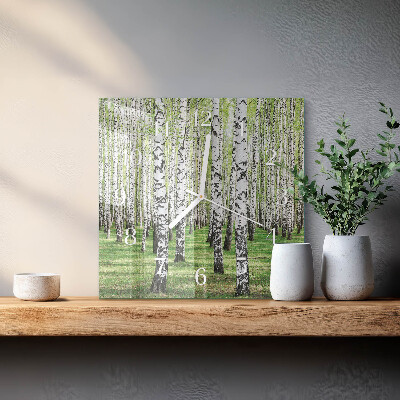 Glasuhr quadratisch Birke