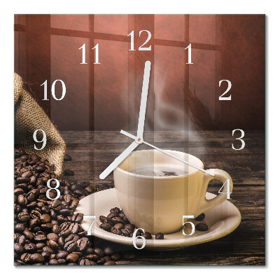 Quadratische wanduhr modern Kaffee