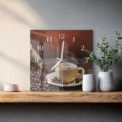 Quadratische wanduhr modern Kaffee
