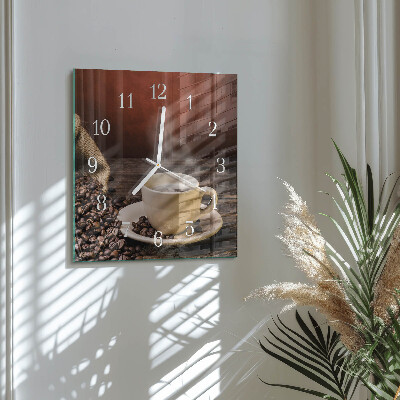 Quadratische wanduhr modern Kaffee