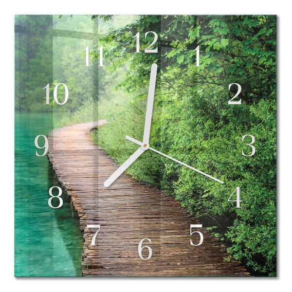 Wanduhr mit motiv quadratisch Holzsteg
