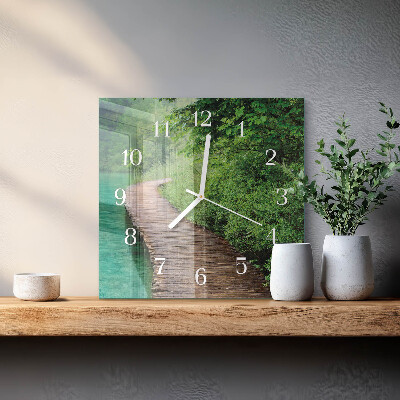 Wanduhr mit motiv quadratisch Holzsteg