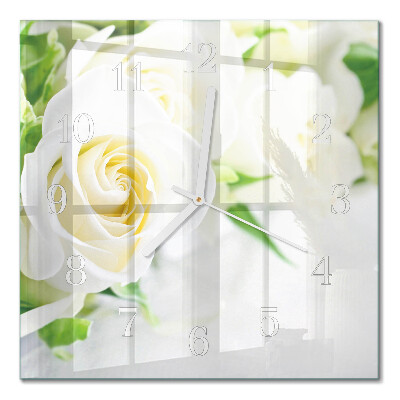 Glasuhr quadratisch Rosen