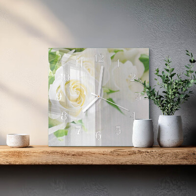 Glasuhr quadratisch Rosen