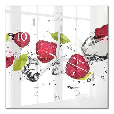 Quadratische wanduhr modern Himbeeren