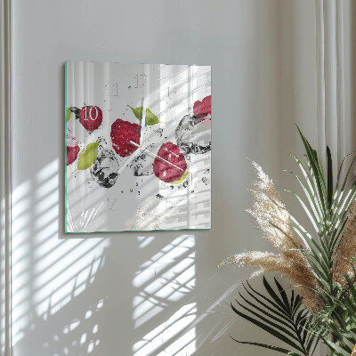 Quadratische wanduhr modern Himbeeren