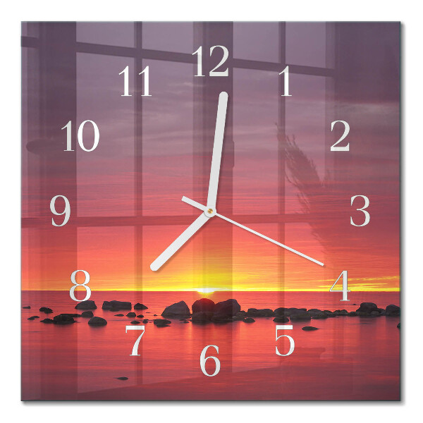 Glasuhr quadratisch Sonnenuntergang