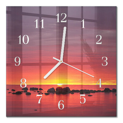 Glasuhr quadratisch Sonnenuntergang