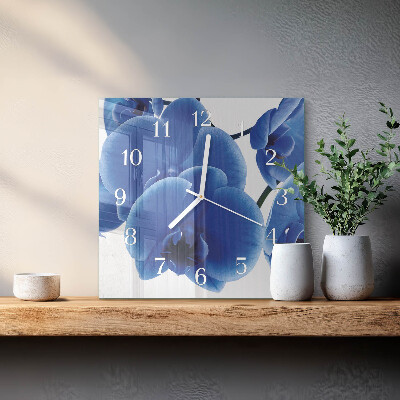 Quadratische wanduhr Orchidee