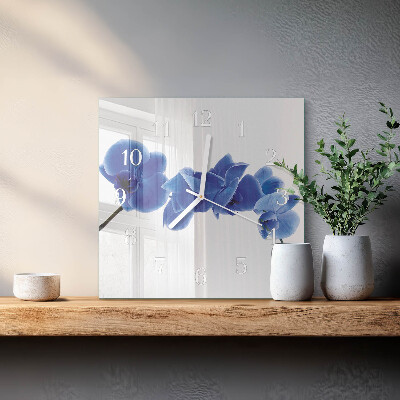 Glasuhr quadratisch Orchidee