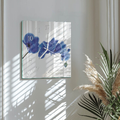 Glasuhr quadratisch Orchidee