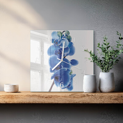 Quadratische wanduhr modern Orchidee