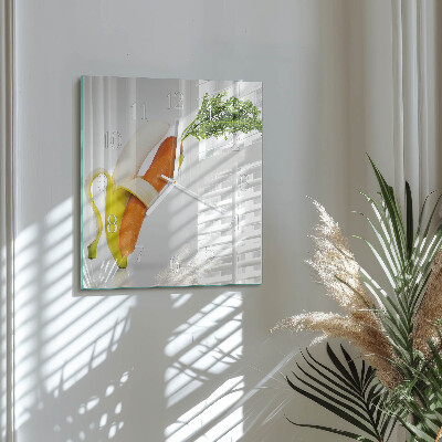 Moderne wanduhr quadratisch Karotten und Bananen