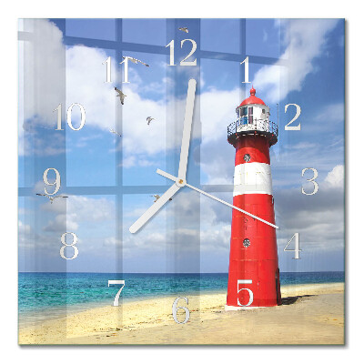 Quadratische wanduhr Leuchtturm
