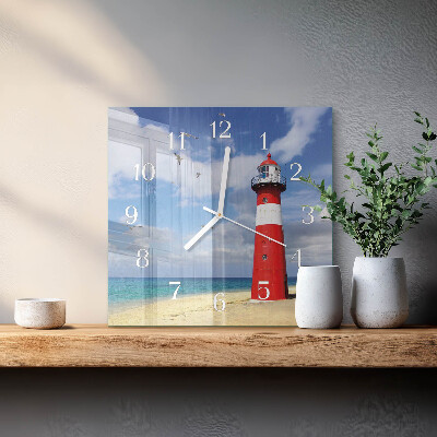 Quadratische wanduhr Leuchtturm