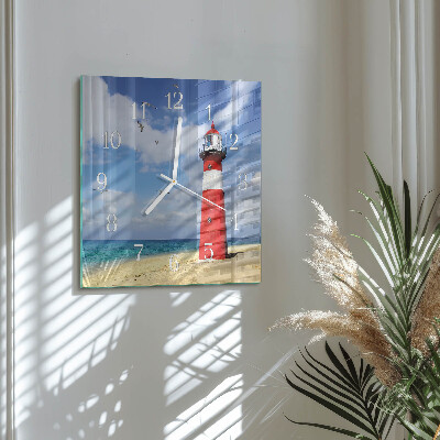 Quadratische wanduhr Leuchtturm