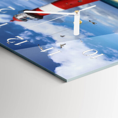 Quadratische wanduhr Leuchtturm