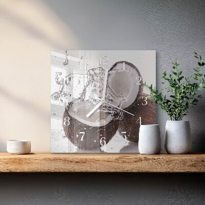 Quadratische wanduhr modern Kokosnüsse