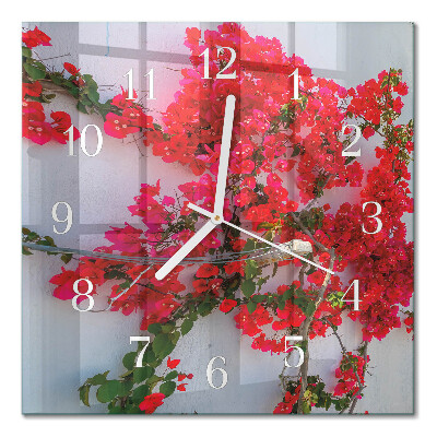 Quadratische wanduhr modern Blumen