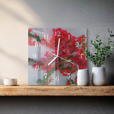 Quadratische wanduhr modern Blumen
