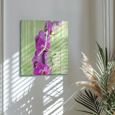 Glasuhr quadratisch Orchidee