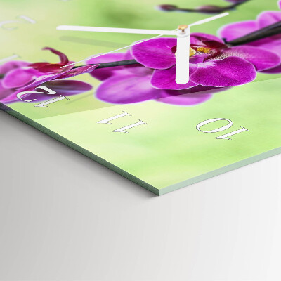 Glasuhr quadratisch Orchidee