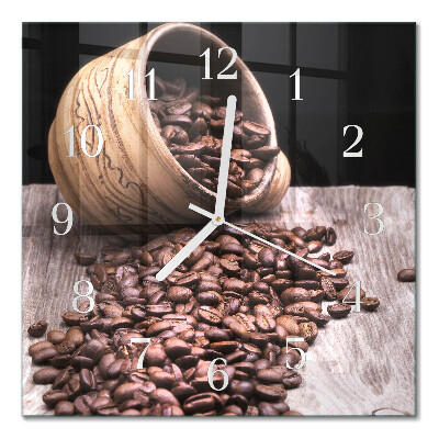 Quadratische wanduhr modern Kaffeebohnen
