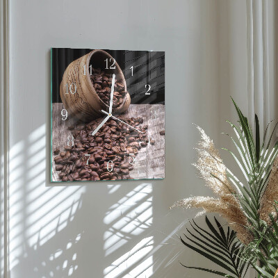 Quadratische wanduhr modern Kaffeebohnen