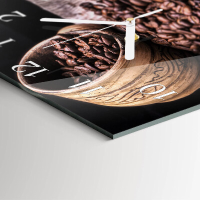 Quadratische wanduhr modern Kaffeebohnen