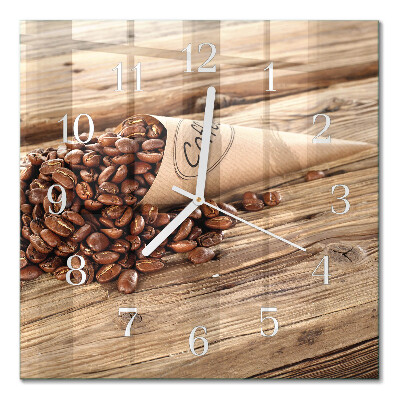 Glasuhr quadratisch Kaffeebohnen