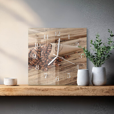 Glasuhr quadratisch Kaffeebohnen