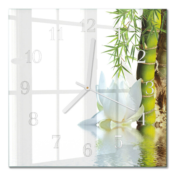 Quadratische wanduhr modern Bambus