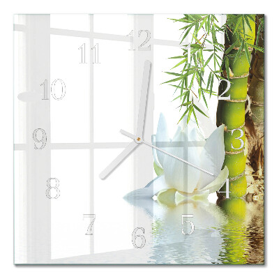 Quadratische wanduhr modern Bambus
