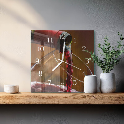 Wanduhr mit motiv quadratisch Wein