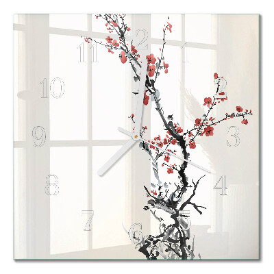 Quadratische wanduhr Blumen