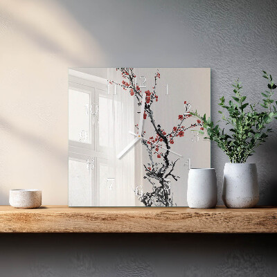 Quadratische wanduhr Blumen