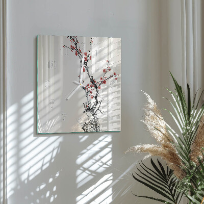 Quadratische wanduhr Blumen