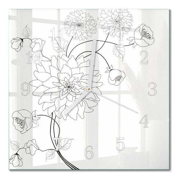 Glasuhr quadratisch Blumen