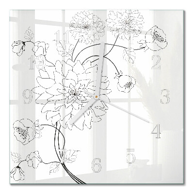 Glasuhr quadratisch Blumen
